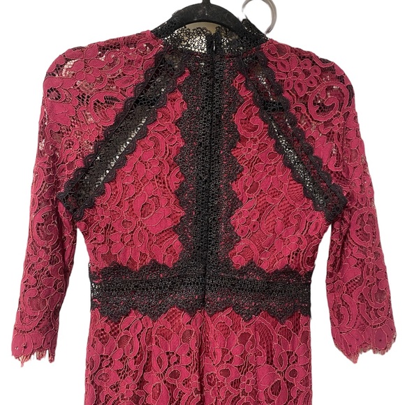 L’atiste Burgundy/Black Lace Dress Size Small - Picture 5 of 8